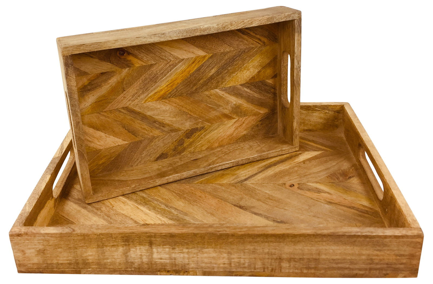 Herringbone Square Wood Rustic Trays