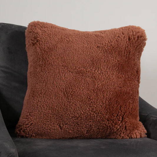 Coral Short Pile Sheepskin Cushion
