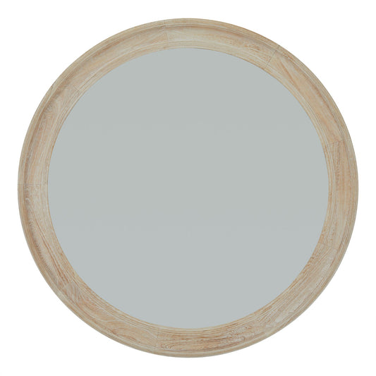 Washed Wood Round Framed Large Mirror