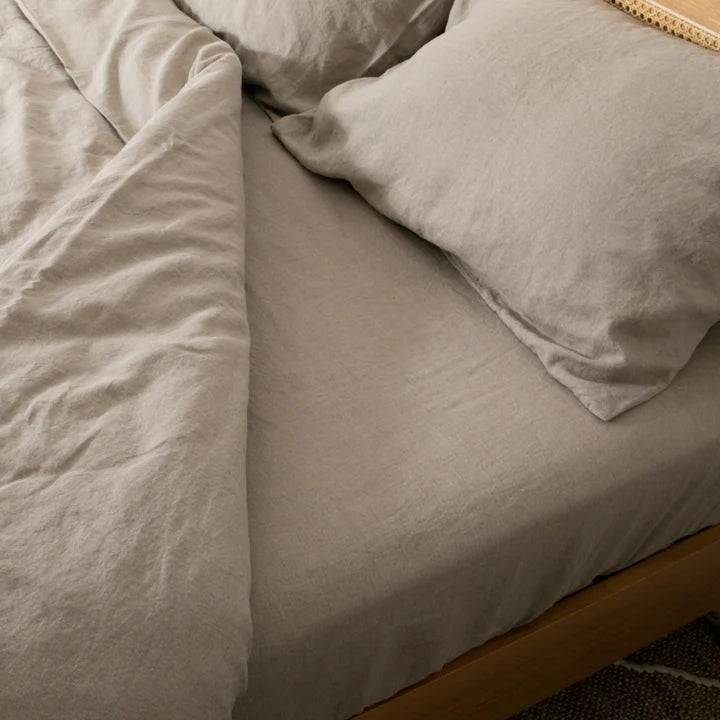 Natural King 100% Linen Fitted Sheet