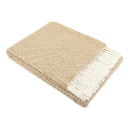 Cable Pattern Beige Wool Blanket