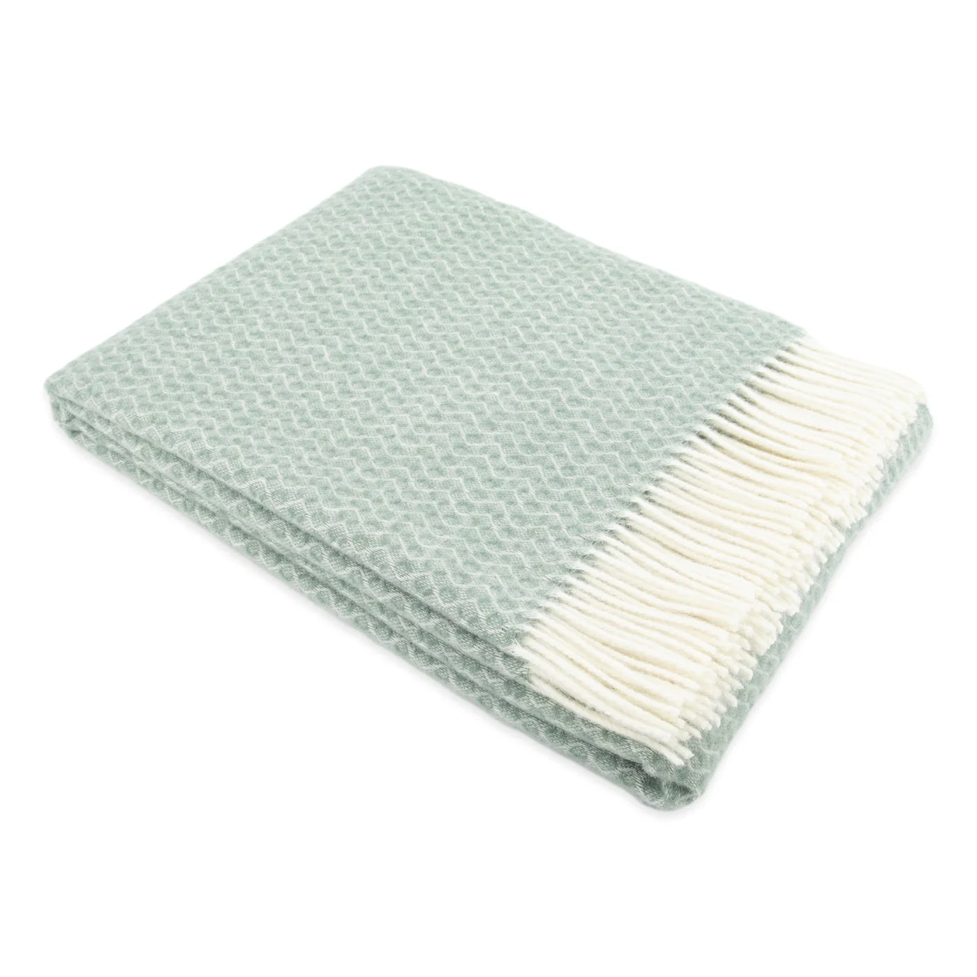 Cable Pattern Green Wool Blanket