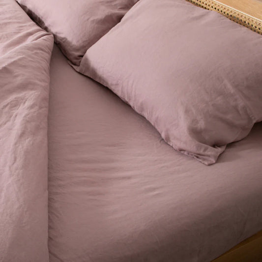 Blush Pink Super King 100% Linen Fitted Sheet