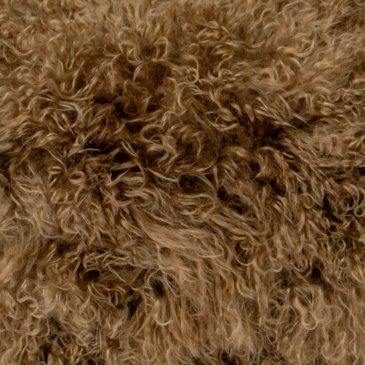 Light Brown Curly Sheepskin Cushion