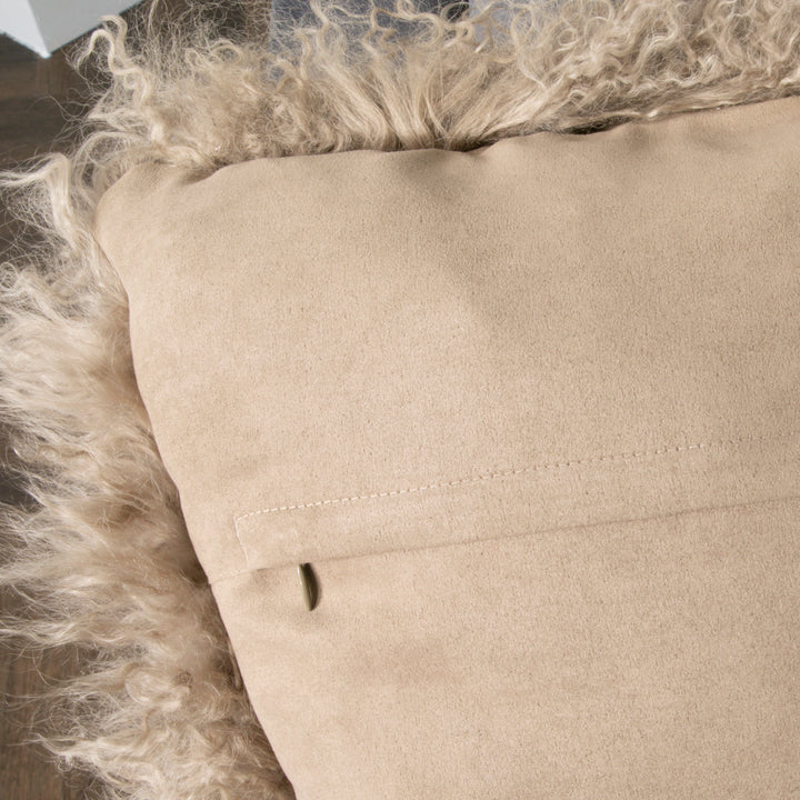 Light Brown Curly Sheepskin Cushion