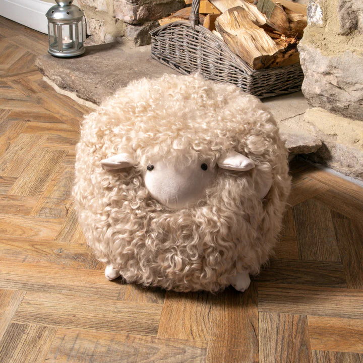 Shearling Lamby Ball Natural White Childrens Stool