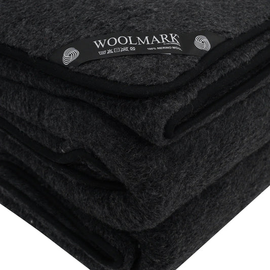 Large Merino Wool Quilt - Black
