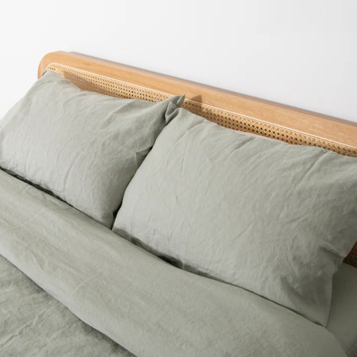 Stone Pair Of 100% Linen Pillowcases