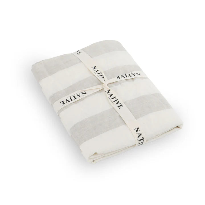 Natural Stripes Pair Of 100% Linen Pillowcases