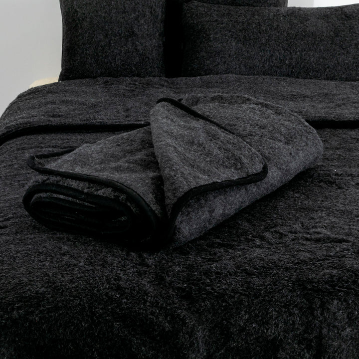 Medium Merino Wool Blanket - Black