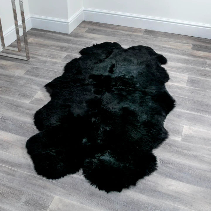 Quad Black Sheepskin Rug