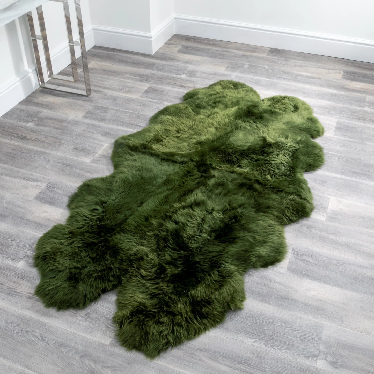 Quad Olive Green Sheepskin Rug