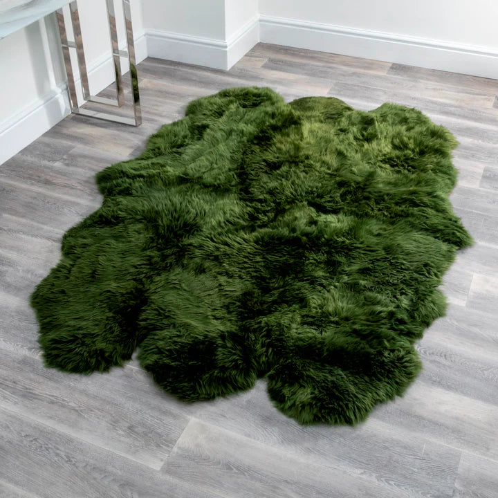 Olive Green Sheepskin Rug