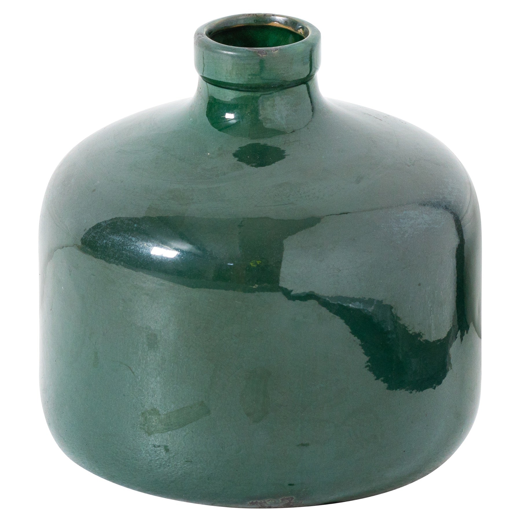 glazedceramicflowervaseebottlegreen