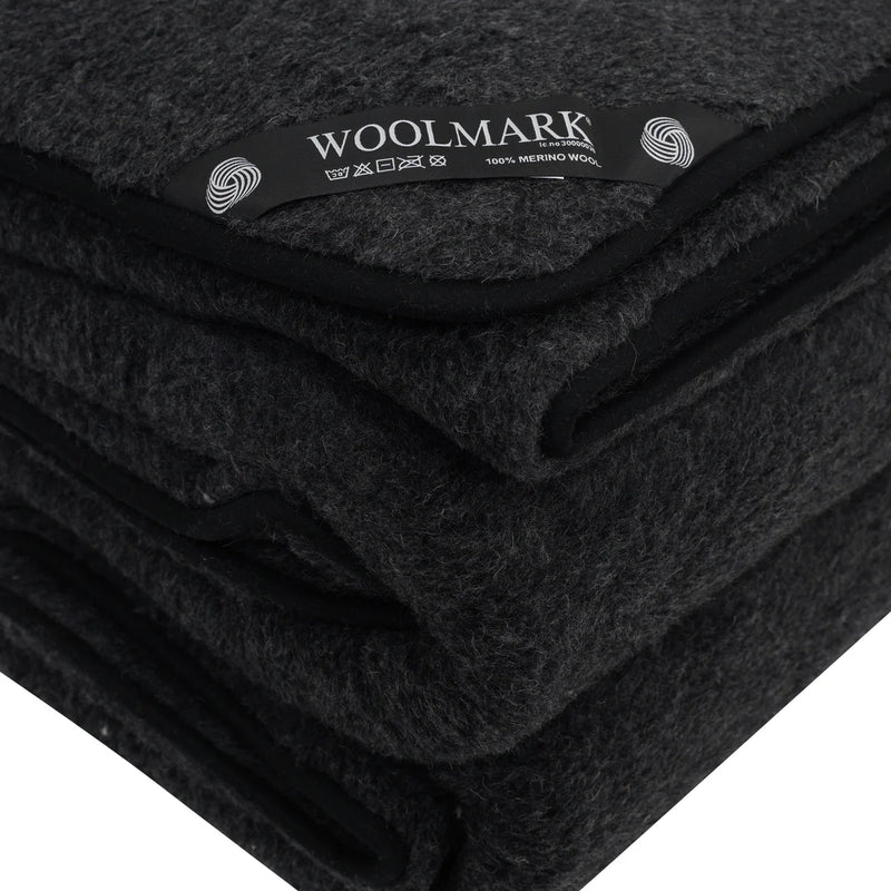 Medium Merino Wool Blanket - Black