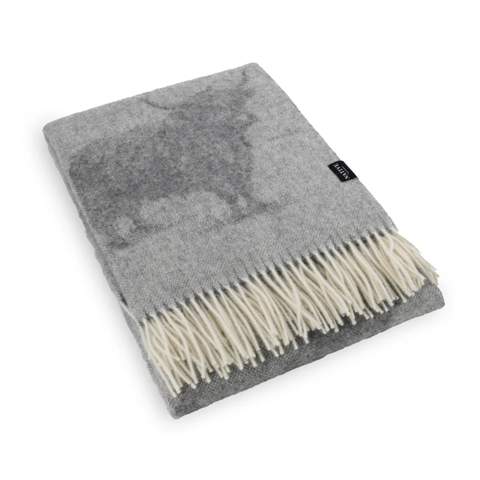 Highland Cow Grey Wool Blanket
